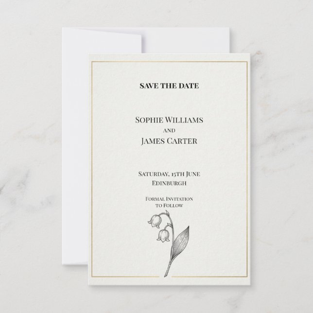 Lily of the Valley Botanical Wedding Save the Date (Front)