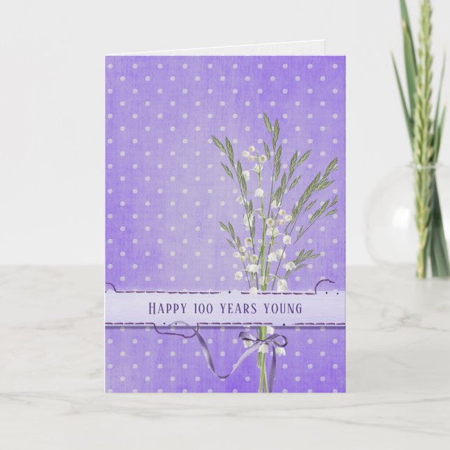 Lily of the Valley Bouquet 100th birthday Card (Front)