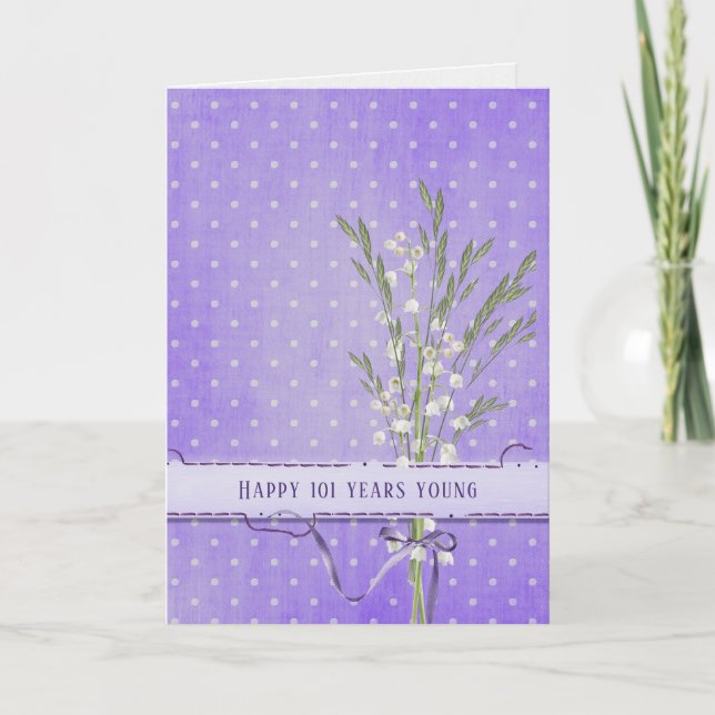 Lily of the Valley Bouquet 101st birthday Card (Front)