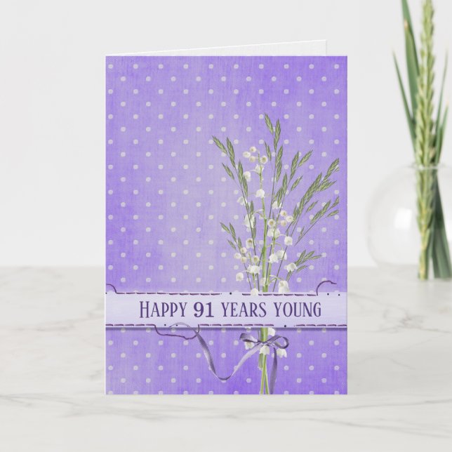 Lily of the Valley Bouquet 91st Birthday Card (Front)