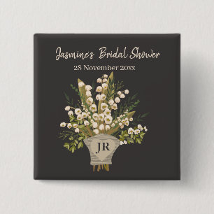 Lily Of The Valley Bouquet Bridal Shower  15 Cm Square Badge