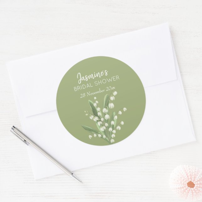 Lily Of The Valley Bouquet Bridal Shower  Classic Round Sticker (Envelope)