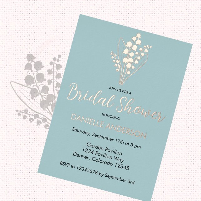 Lily Of The Valley Bouquet Bridal Shower Foil Invi (Creator Uploaded)
