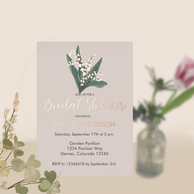 Lily Of The Valley Bouquet Bridal Shower Foil Invi (Creator Uploaded)