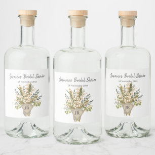 Lily Of The Valley Bouquet Bridal Shower  Liquor Bottle Label
