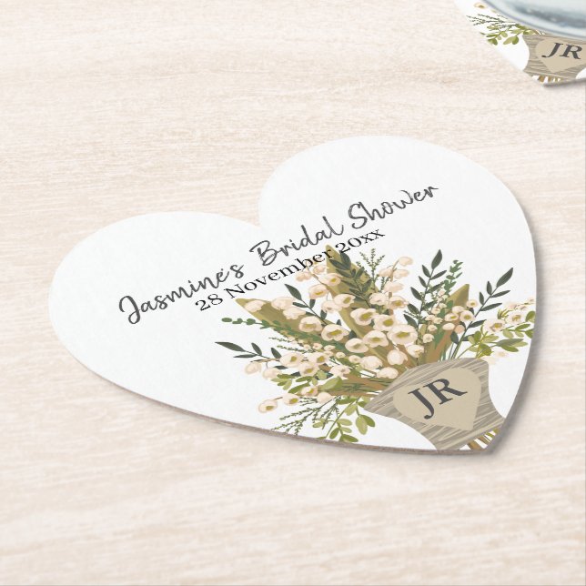 Lily Of The Valley Bouquet Bridal Shower  Paper Coaster (Angled)