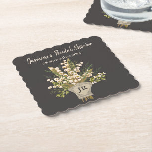 Lily Of The Valley Bouquet Bridal Shower Paper Coaster
