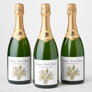 Lily Of The Valley Bouquet Bridal Shower  Sparkling Wine Label