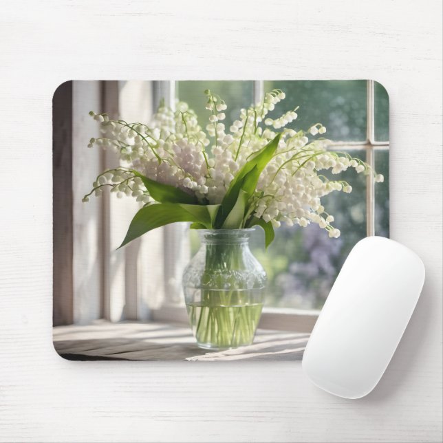 Lily of The Valley Bouquet By Window Mouse Mat (With Mouse)