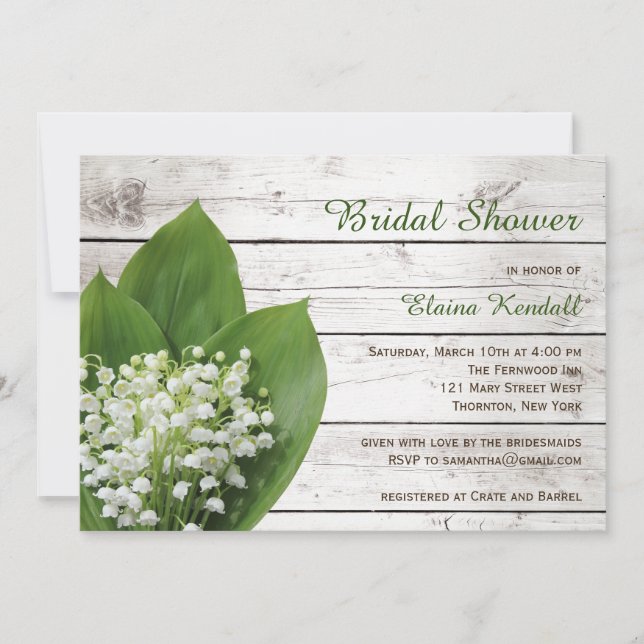 Lily of the Valley Bridal Shower barn board Invitation (Front)