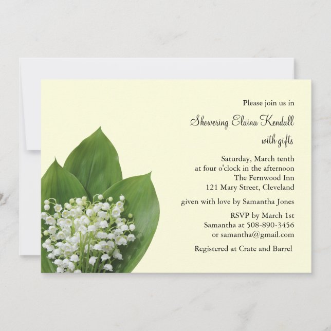 Lily of the Valley Bridal Shower Invitation ivory (Front)