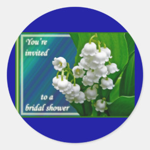 Lily of the Valley Bridal Shower Invitation Sticke Classic Round Sticker