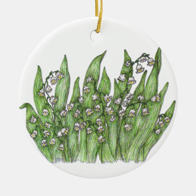 Lily of the Valley Ceramic Tree Decoration (Front)