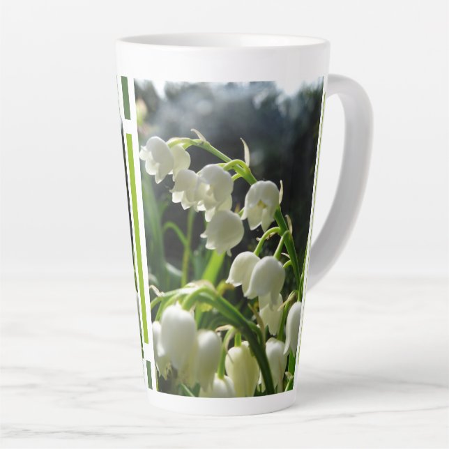 Lily-of-the-Valley Design Latte Mug (Right Angle)