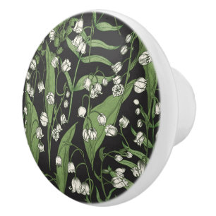 Lily of the Valley Floral Ceramic Knob