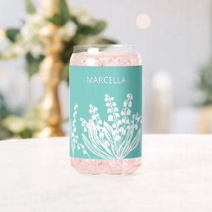 Lily Of The Valley Floral Custom Name Can Glass
