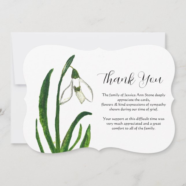 Lily of The Valley Floral Funeral Death Thank you  Invitation (Front)