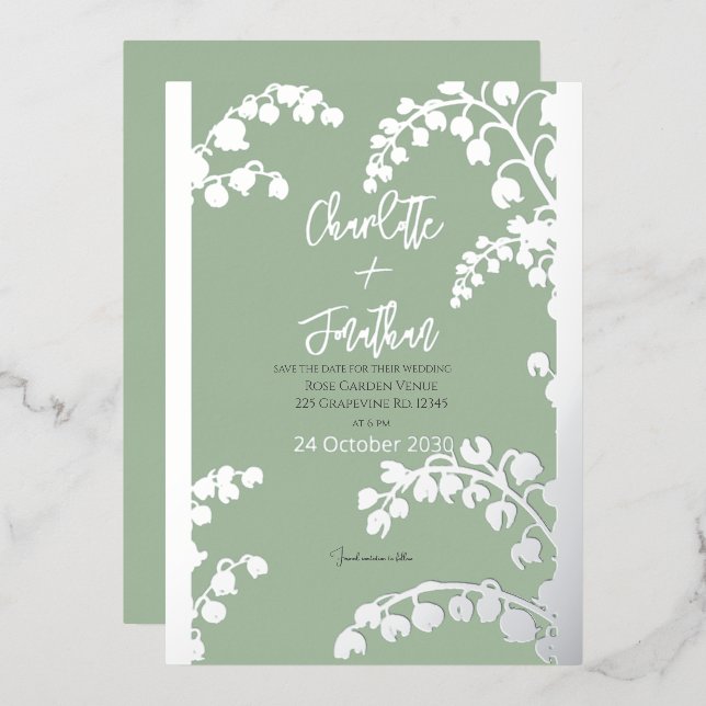 Lily of the Valley Floral Garden Wedding Gold    (Front/Back)