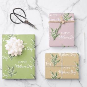 Lily of the Valley Floral Happy Mothers Day Wrapping Paper Sheet