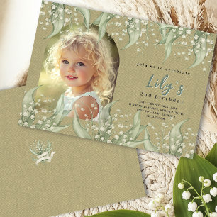 Lily of the Valley Floral Linen Girl Birthday Invitation