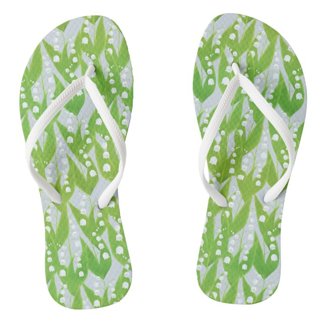 Lily of the Valley Floral Pattern Flip Flops (Footbed)