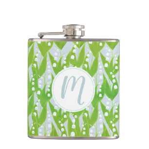 Lily of the Valley Floral Pattern Hip Flask