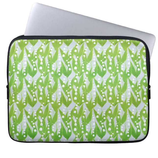 Lily of the Valley Floral Pattern Laptop Sleeve (Front)