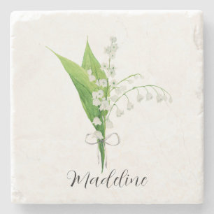 Lily of the Valley Floral Stone Coaster