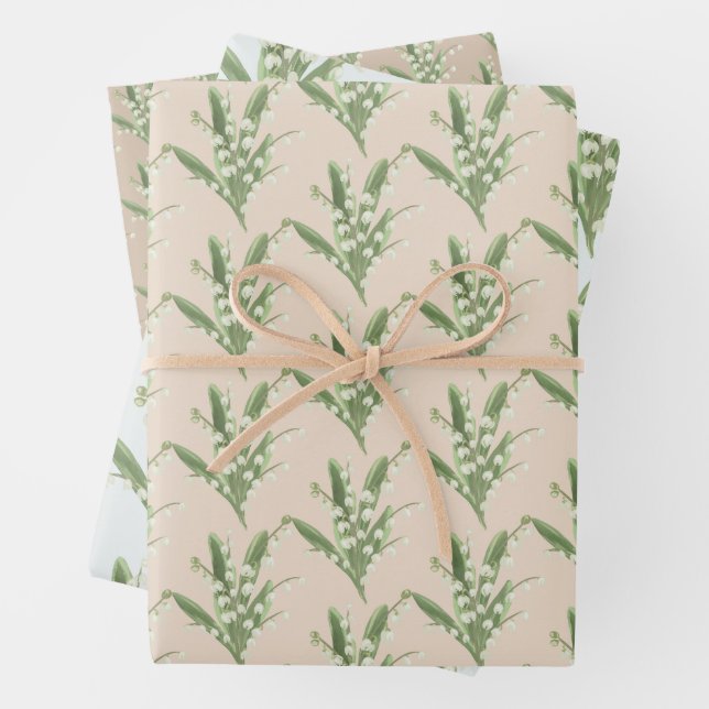 Lily of the Valley Floral  Wrapping Paper Sheet (In situ)