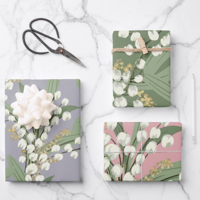 Lily of the valley Floral  Wrapping Paper Sheet (Front)
