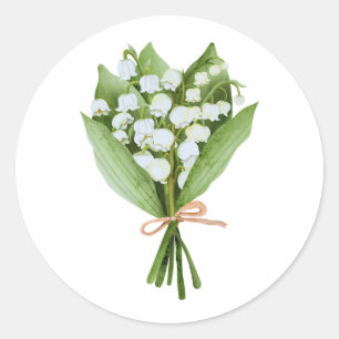 Lily of the Valley Flower Bouquet Floral  Classic Round Sticker