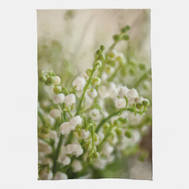 Lily of the Valley Flower Bouquet Sketch Tea Towel (Vertical)