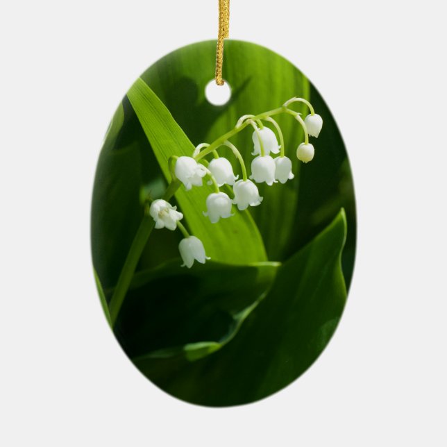 Lily of the valley flower ceramic tree decoration (Front)