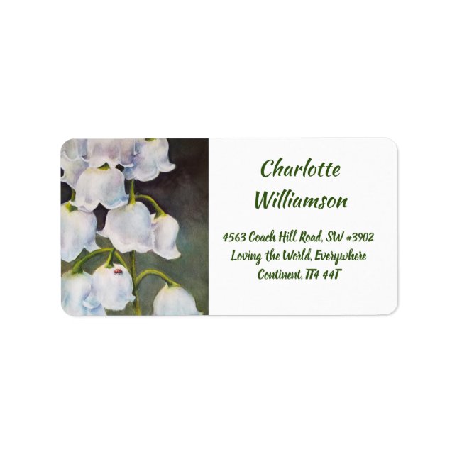 Lily of the Valley Flowers in Watercolor Label (Front)