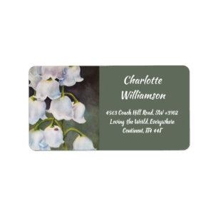 Lily of the Valley Flowers in Watercolor Label
