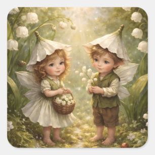 Lily of the Valley Forest Fairies Square Sticker