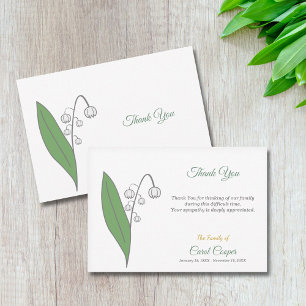 Lily of the Valley Funeral Thank You Note Card