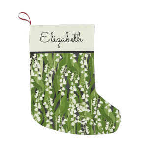 Lily of the Valley Greenery Custom Name Small Christmas Stocking