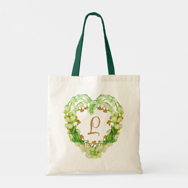 Lily-of-the-Valley Heart Personalised Tote Bag (Back)