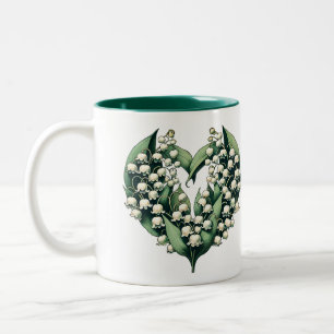 Lily of the Valley Heart Wreath Two-Tone Coffee Mug