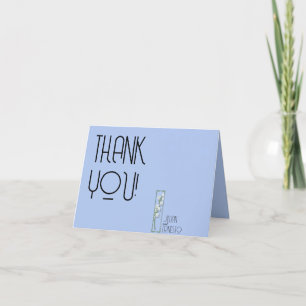 Lily of the Valley II Light Blue Solid Custom Thank You Card