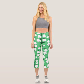 Lily of the Valley in Emerald Colour Tote Bag Capri Leggings