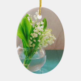 Lily of the valley in vase ceramic tree decoration