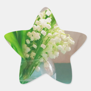 Lily of the valley in vase star sticker