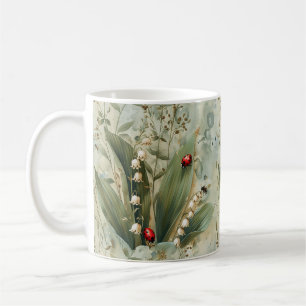 Lily of the Valley Lady Bug Floral Coffee Mug