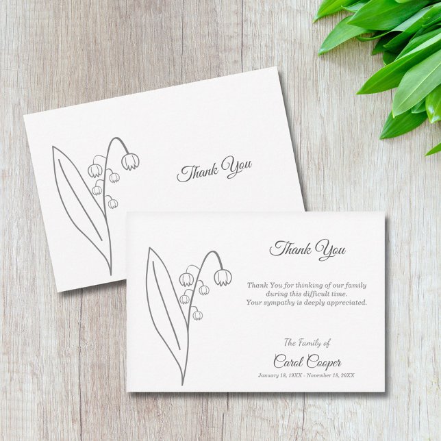 Lily of the Valley Line Art Funeral Thank You Card (Lily of the Valley Line Art Funeral Thank You Card)
