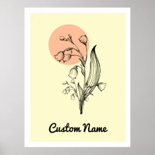 Lily of the Valley May Birth Month Flower Minimal Poster