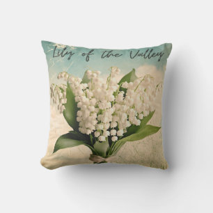 Lily of the Valley May Birth Month Flower Vintage Cushion