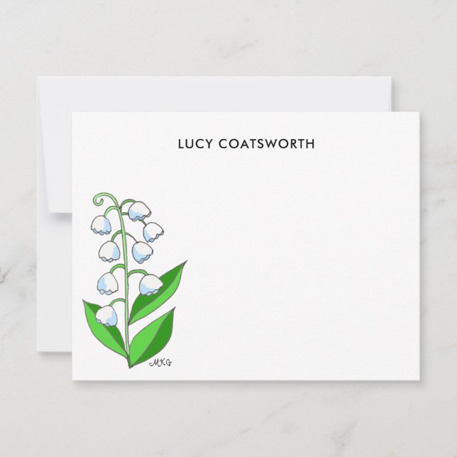 Lily of the Valley Monogram Boho Spring Floral Card (Front)