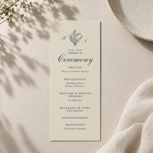 Lily of the Valley Monogram Wedding Program Invitation (Creator Uploaded)